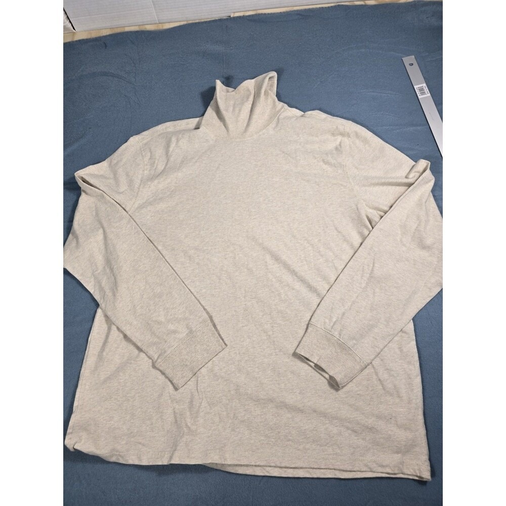 Mutual Weave Mens XXL Turtleneck Long Sleeve Shirt Oatmeal Heather Cotton Blend
